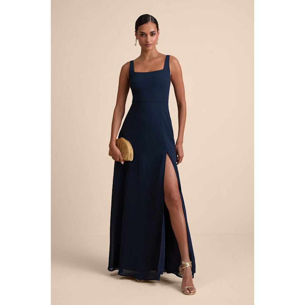 Lulus Remarkable Arrival Navy Sleeveless Maxi Dress Blue - Size L